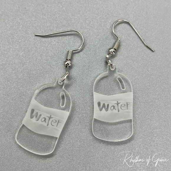Elegant Water Bottle Dangle Earrings - Serenity & Sophistication - Picture 1 of 1